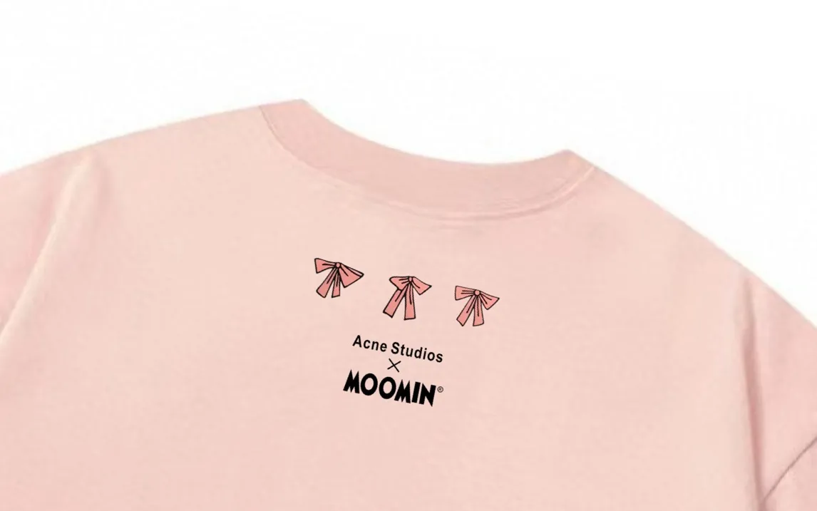 Acne Studios×MOOMIN 2025ss logo Same Style t 100％ 32 logo ：Pink Size：XS S M L